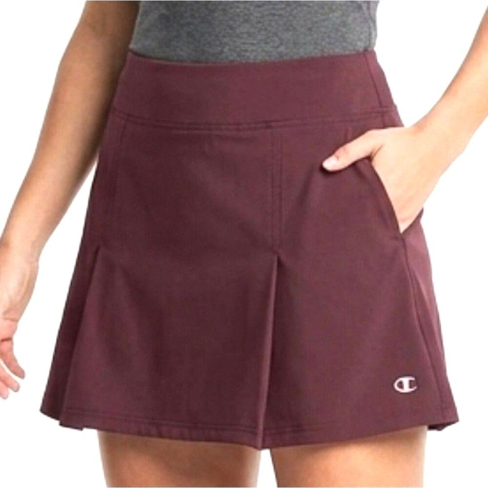 CHAMPION Skort Pleated Tennis Athletic Stetch Maroon Brown Women Size 8 Medium